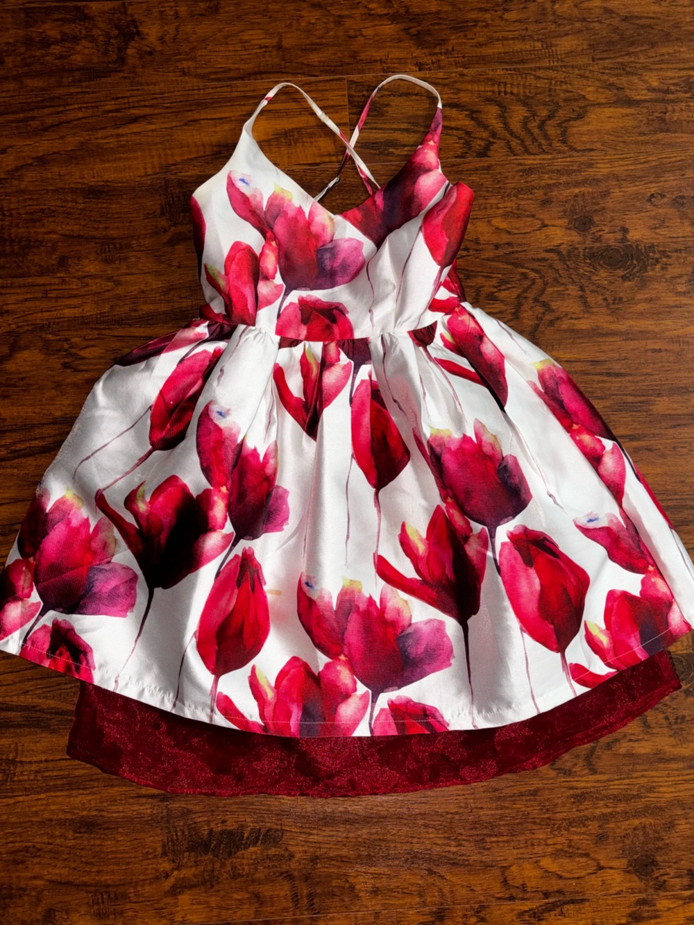 L'ATISTE by Amy Fragrance of Flowers Floral Dress Red Pink White Tulip Cocktail